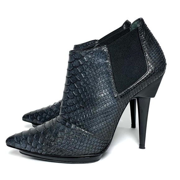 Barbara Bui Pointy Toe Ankle Boots Black/Gray Python - Fits US size 7 - Picture 5 of 12